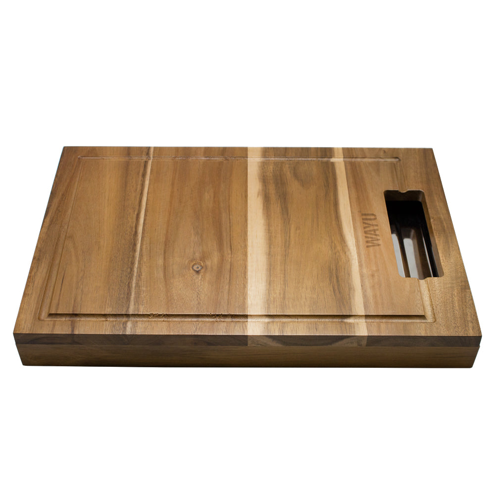 Tabla madera bandeja de acero wayu