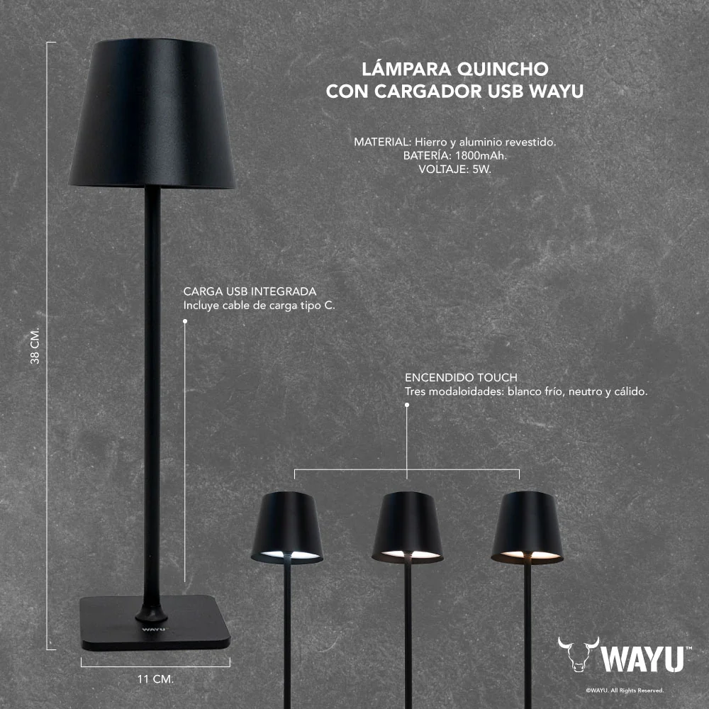
                  
                    Lampara Quincho con Cargador USB Wayu
                  
                